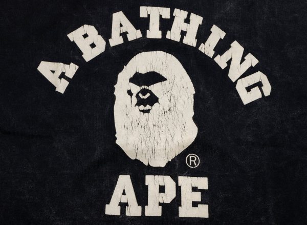 A Bathing Ape Overdye College Relaxed Fit Tee in Black For Discount