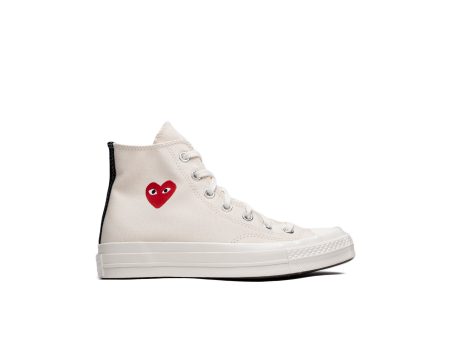 GS Converse Comme des Garçons Play Chuck 70 Hi in Cream on Sale