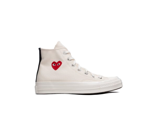 GS Converse Comme des Garçons Play Chuck 70 Hi in Cream on Sale