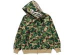 A Bathing Ape Bape Art Camo Shark Hoodie in Green For Cheap