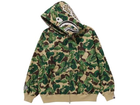 A Bathing Ape Bape Art Camo Shark Hoodie in Green For Cheap