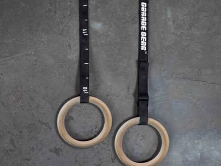 Garage Gear Fitness Gym CrossFit Olympic 2X Wood Rings and Strap Set [WS] on Sale