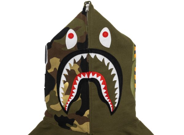 A Bathing Ape 1st Shark Full Zip Hoodie in Olive xld For Sale