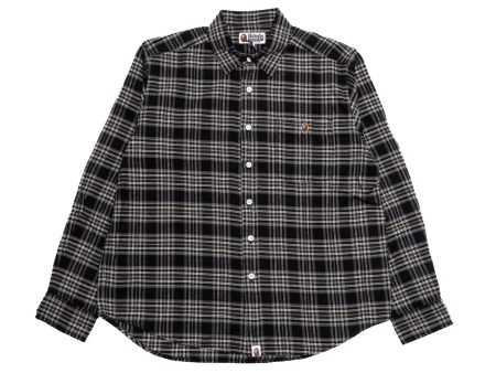 A Bathing Ape One Point Flannel Check Relaxed Fit Shirt in Black Online