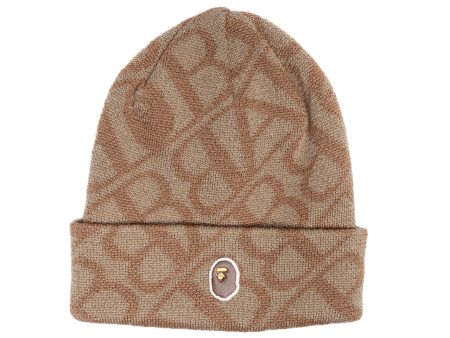 A Bathing Ape Sport Monogram Knit Cap in Beige Online