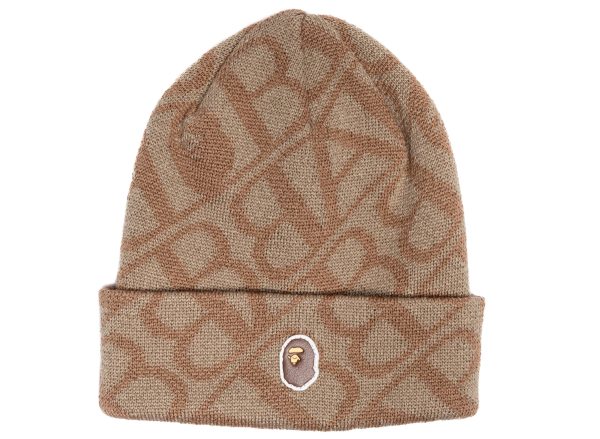 A Bathing Ape Sport Monogram Knit Cap in Beige Online