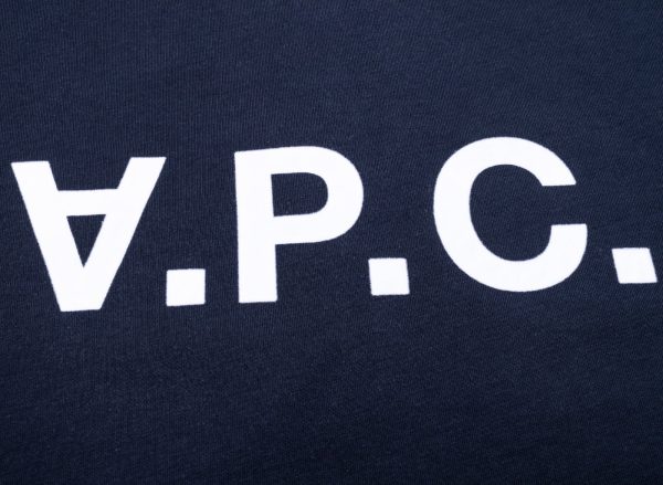 A.P.C. VPC Color H T-Shirt in Navy White Hot on Sale