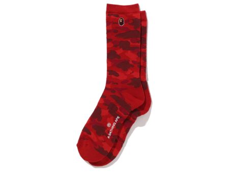 A Bathing Ape Color Camo Ape Head One Point Socks in Red Sale