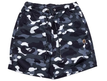 A Bathing Ape City Camo Ape Head One Point Beach Shorts in Black Discount