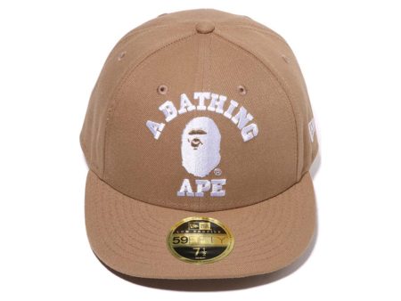 Bape College New Era 59Fifty Low Profile Hat w  Cap Clip in Beige on Sale