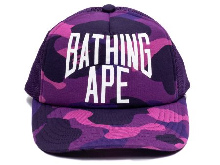 A Bathing Ape Color Camo NYC Logo Mesh Cap in Purple Discount