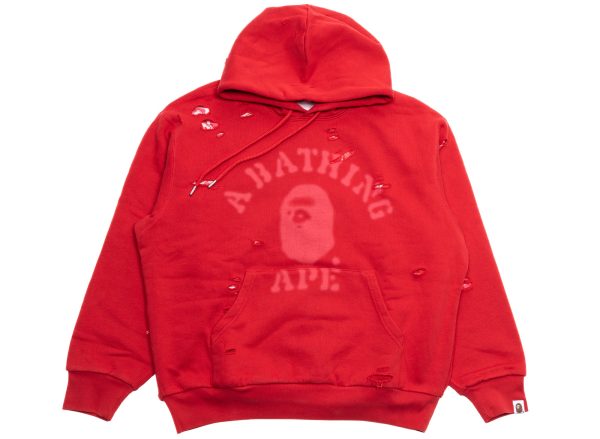 A Bathing Ape Destroyed College Pullover Hoodie Discount