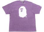 A Bathing Ape Spray Ape Head Garment Dyed Tee in Purple For Discount