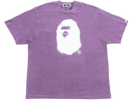 A Bathing Ape Spray Ape Head Garment Dyed Tee in Purple For Discount