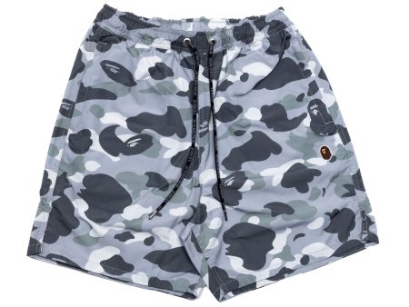 A Bathing Ape City Camo Ape Head One Point Beach Shorts in Grey Hot on Sale