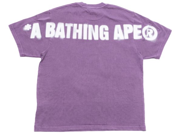 A Bathing Ape Spray Ape Head Garment Dyed Tee in Purple For Discount