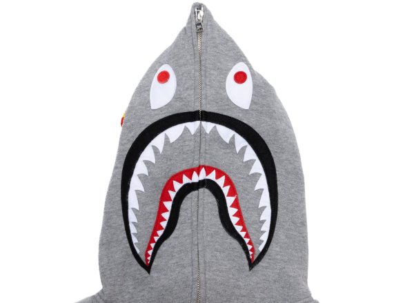 A Bathing Ape 2nd Shark Full Zip Hoodie in Grey xld For Cheap