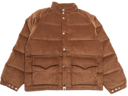 A Bathing Ape Corduroy Classic Down Jacket in Brown Discount