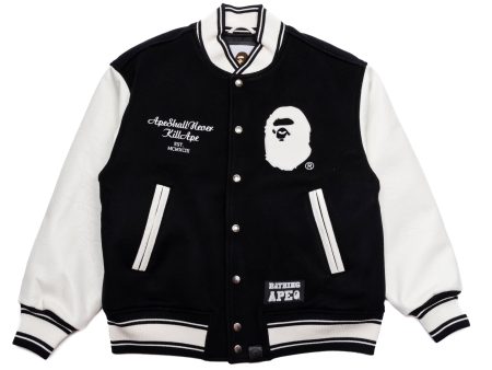 A Bathing Ape Bape Varsity Jacket in Black Sale