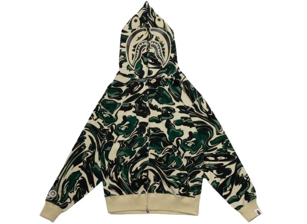 A Bathing Ape Marbling Camo Shark Relaxed Fit Full Zip Hoodie xld For Cheap