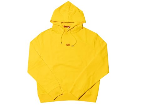 424 Embroidered Logo Hoodie in Yellow Red Discount