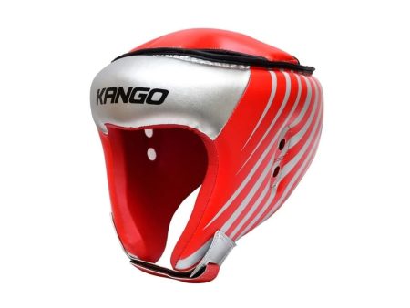 Kango Martial Arts Unisex Adult Red Silver Leather Head Guard [WS] Online Hot Sale