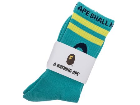 A Bathing Ape Ape Head Line Socks in Green Online Hot Sale