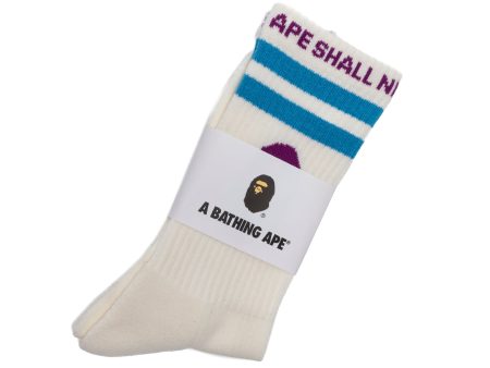 A Bathing Ape Ape Head Line Socks in White Sale