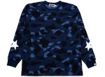 A Bathing Ape Color Camo L S Tee in Navy Online