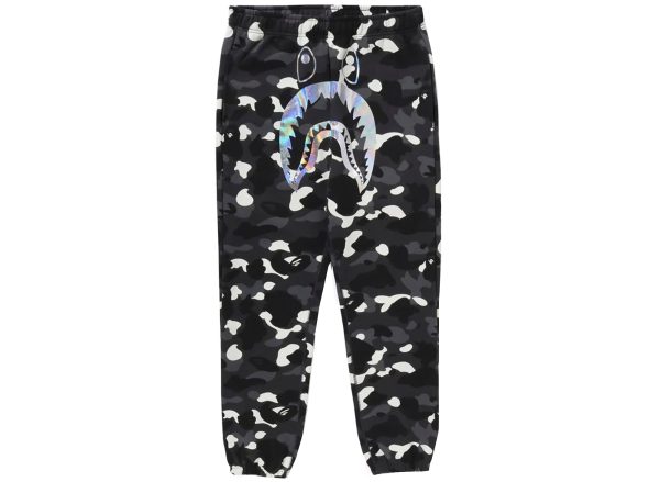 A Bathing Ape City Camo Shark Sweatpants in Black Discount