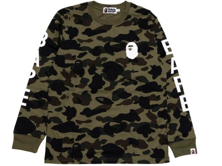 A Bathing Ape 1st Camo L S Tee in Green Hot on Sale