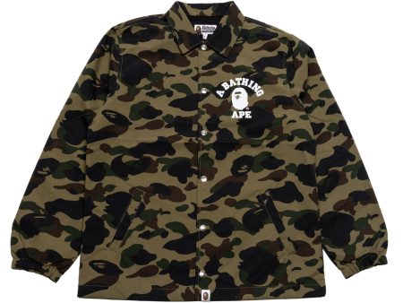 A Bathing Ape 1st Camo Nylon Tussah Coach Jacket in Green For Sale