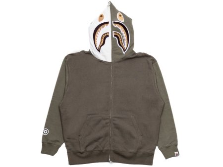 A Bathing Ape Shark Full Zip Hoodie #2 M in Olive Sale