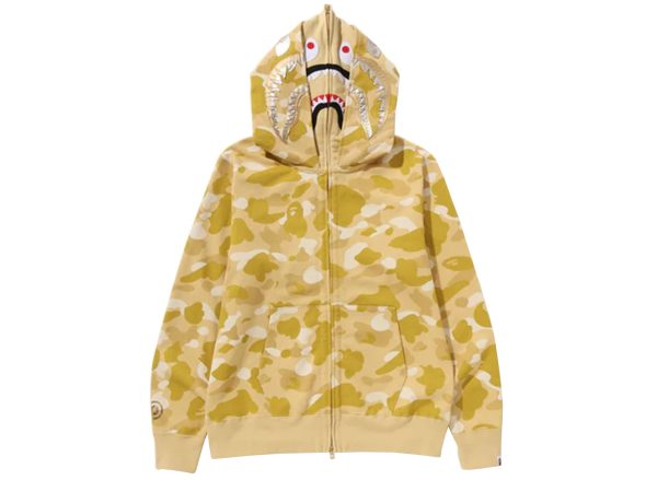 A Bathing Ape Color Camo Double Shark Full Zip Hoodie in Yellow Hot on Sale