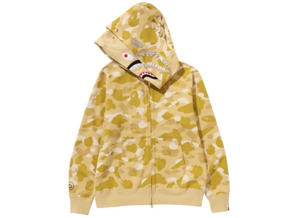 A Bathing Ape Color Camo Double Shark Full Zip Hoodie in Yellow Hot on Sale