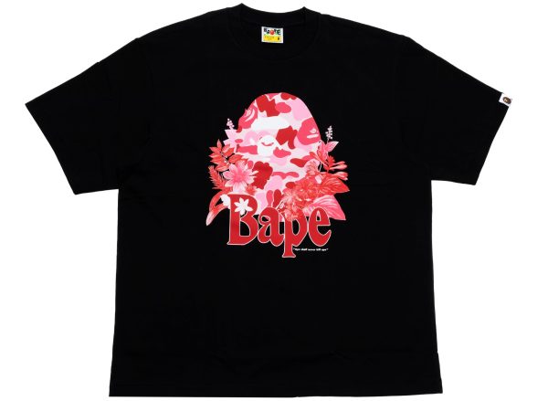 A Bathing Ape Floral Big Ape Head Tee in Black Supply