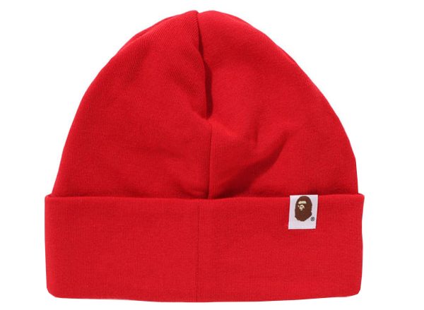 A Bathing Ape Silicon Ape Head Knit Cap in Red Hot on Sale