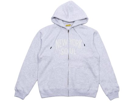 555 Soul Heritage New York Soul Zip Up Hoodie in Heather Grey Hot on Sale