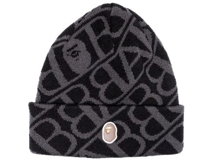 A Bathing Ape Sport Monogram Knit Cap in Black Online Hot Sale