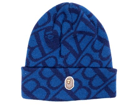 A Bathing Ape Sport Monogram Knit Cap in Blue For Sale