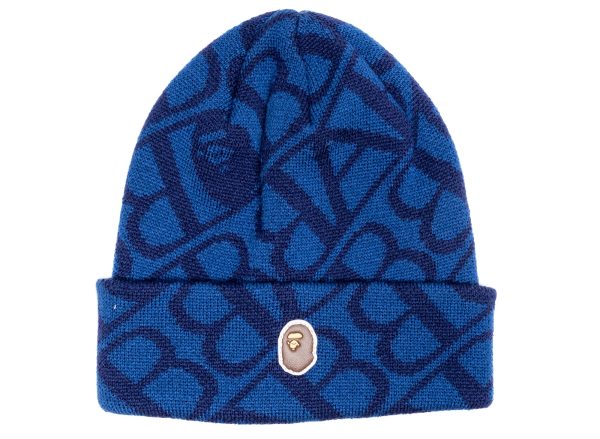 A Bathing Ape Sport Monogram Knit Cap in Blue For Sale